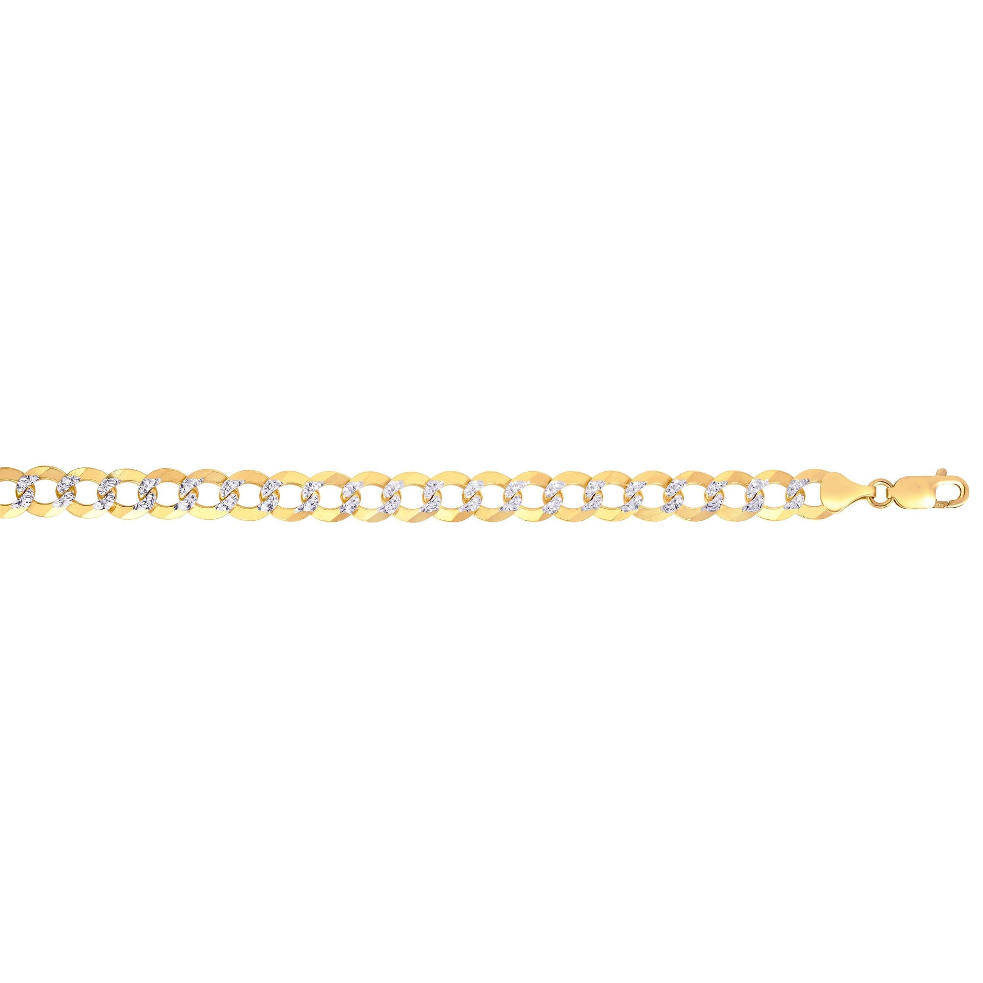 14K Gold 12.18mm White Pave Curb Chain - Johnny Dang & Co