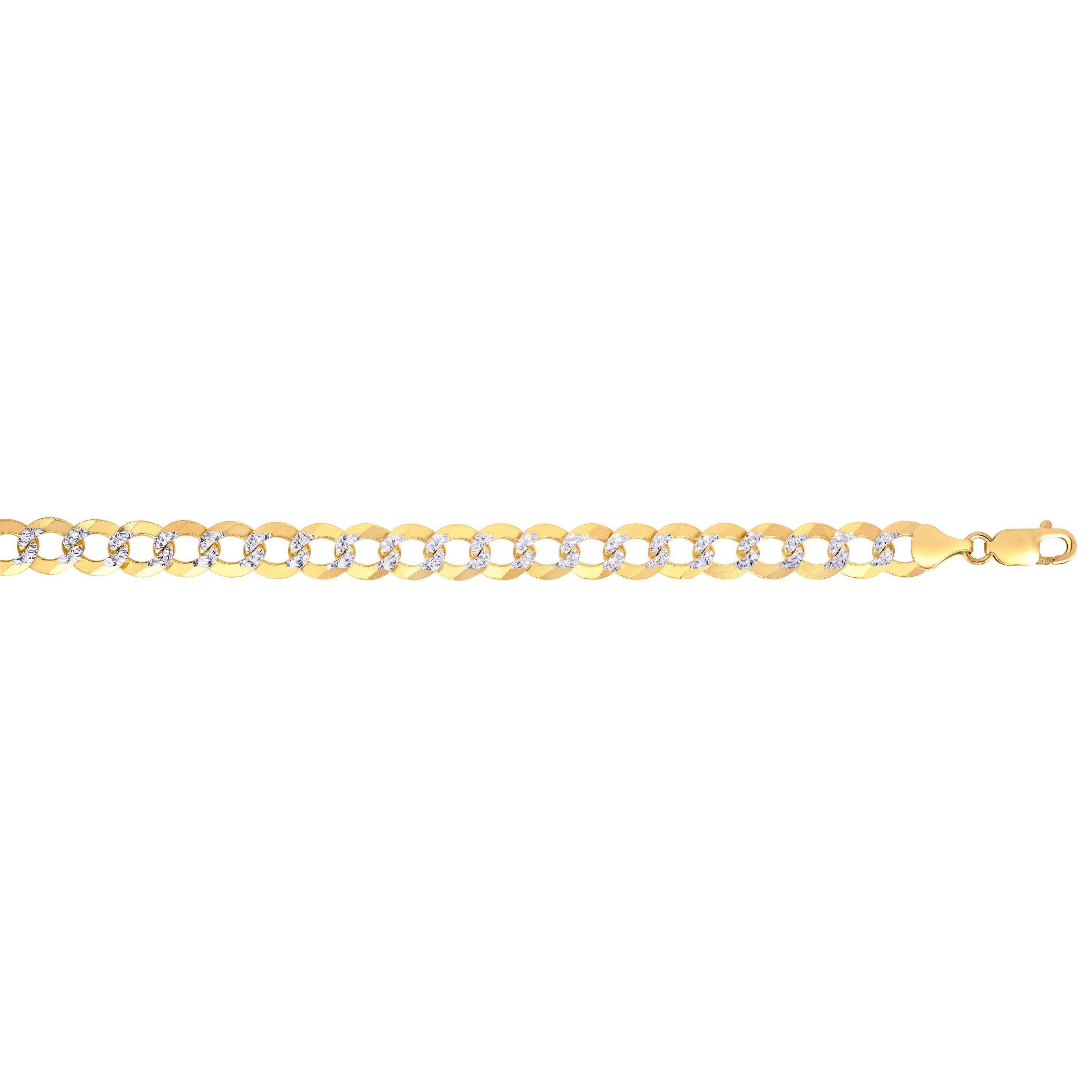 14K Gold 12.18mm White Pave Curb Chain - Johnny Dang & Co