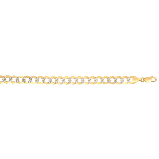 14K Gold 12.18mm White Pave Curb Chain - Johnny Dang & Co