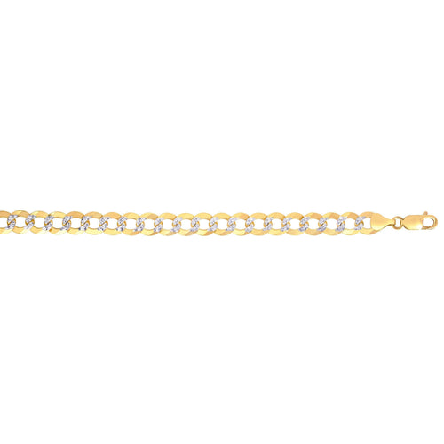 14K Gold 12.18mm White Pave Curb Chain