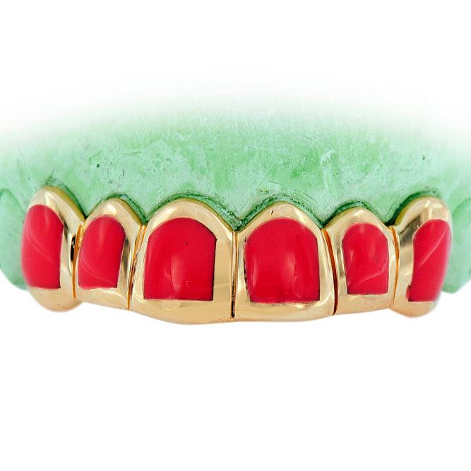 JDTK-CPG3002 CANDY PAINT FOURTEEN TEETH GOLD GRILL WITH LIGHT RED ENA - Johnny Dang & Co