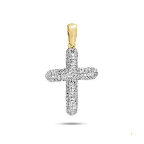 14KY 0.35CTW DIAMOND PUFFED CROSS PENDANT - SMALL - Johnny Dang & Co