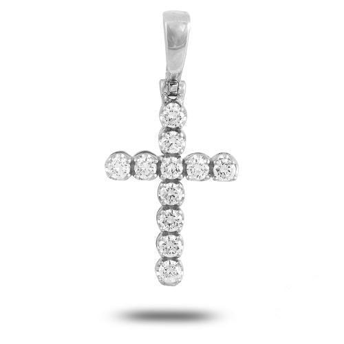 14KW 1.35CTW 11-STONE DIAMOND CROSS - Johnny Dang & Co