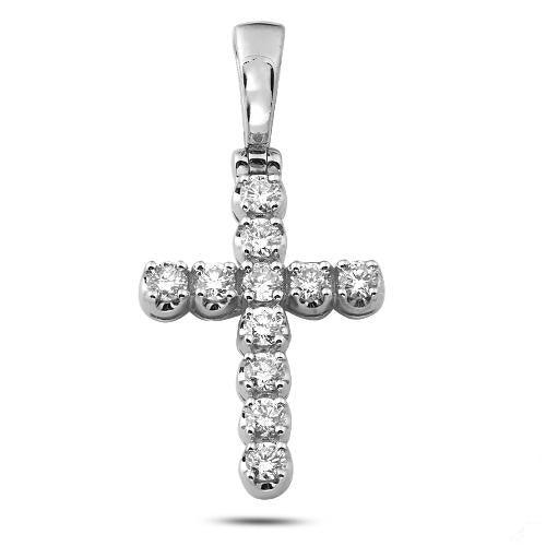 14KW 1.50CTW 11-STONE DIAMOND CROSS - Johnny Dang & Co