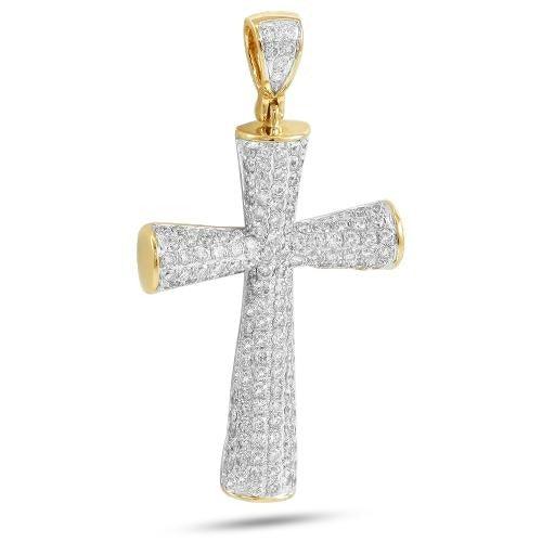 10KY 2.50CTW DIAMOND ROUNDED CROSS PENDANT - Johnny Dang & Co