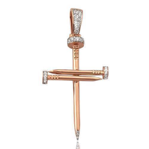14KR 0.30CTW DIAMOND NAILS CROSS PENDANT - Johnny Dang & Co