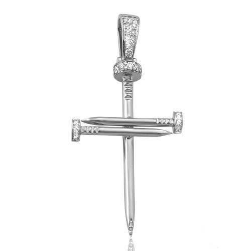 14KW 0.30CTW DIAMOND NAILS CROSS PENDANT - Johnny Dang & Co