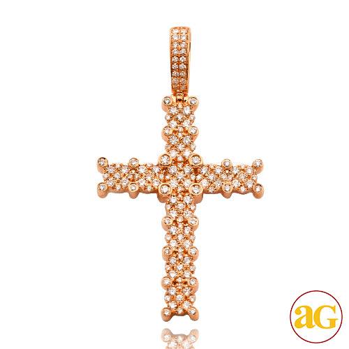 14KR 1.50CTW DIAMOND CLUSTER PRONG CROSS PENDANT - Johnny Dang & Co