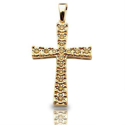 10KY 0.20CTW ILLUSION YELLOW DIAMOND CROSS PENDANT - Johnny Dang & Co