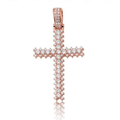 14KR 2.00CTW DIAMOND CROSS WITH 3-PRONG DIAMOND BO - Johnny Dang & Co
