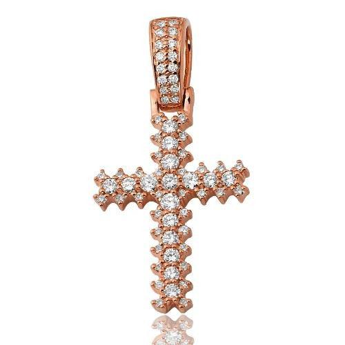 14KR 0.80CTW DIAMOND CROSS WITH 3-PRONG DIAMOND - Johnny Dang & Co