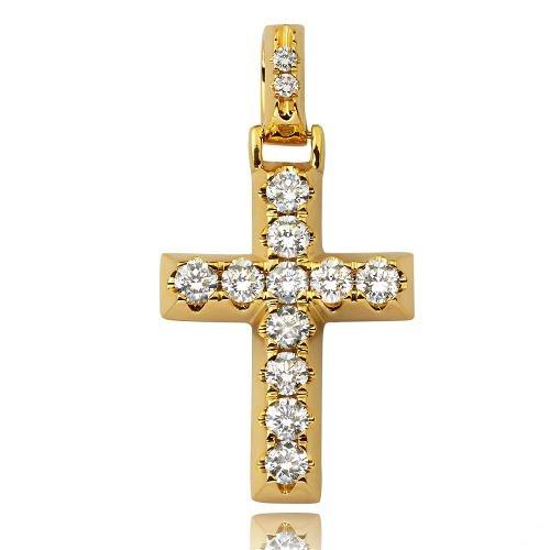 14KY 1.75CTW DIAMOND 4-PRONG FLAT SETTING CROSS PE - Johnny Dang & Co