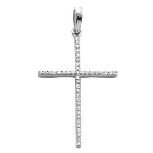 14KW 0.15CTW DIAMOND THIN CROSS PENDANT - Johnny Dang & Co