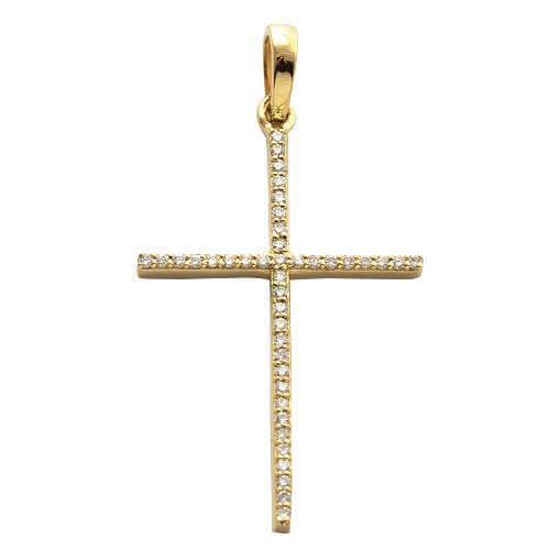 14KY 0.15CTW DIAMOND THIN CROSS PENDANT - Johnny Dang & Co