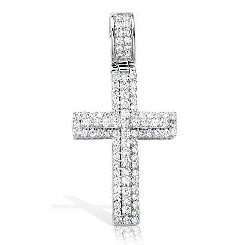 14KW 1.45CTW DIAMOND 3-D CROSS PENDANT - STRAIGHT - Johnny Dang & Co