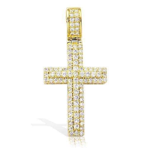 14KY 1.45CTW DIAMOND 3-D CROSS PENDANT - STRAIGHT - Johnny Dang & Co