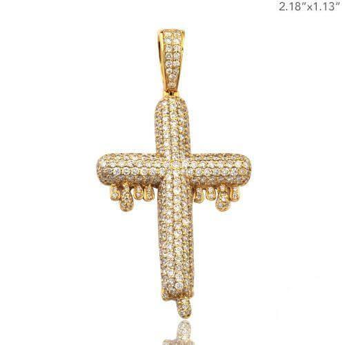 10KY 3.85CTW DRIPPING DIAMONDS BUBBLE DESIGN CROSS - Johnny Dang & Co