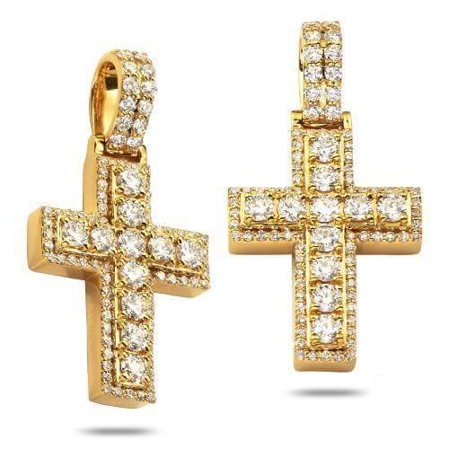 14KY 1.55CTW DIAMOND 11-STONE CROSS PENDANT - Johnny Dang & Co