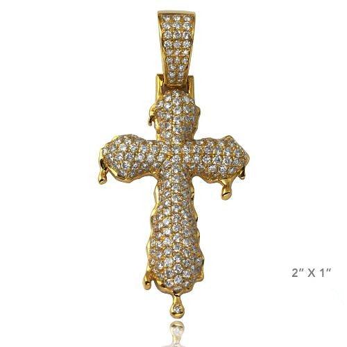 10KY 2.50CTW DIAMOND DRIPPING CROSS PENDANT - Johnny Dang & Co
