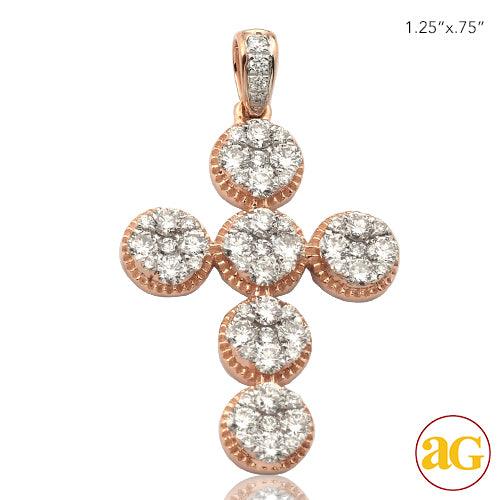 14KR 1.20CTW DIAMOND ROUND CLUSTER CROSS WITH - Johnny Dang & Co