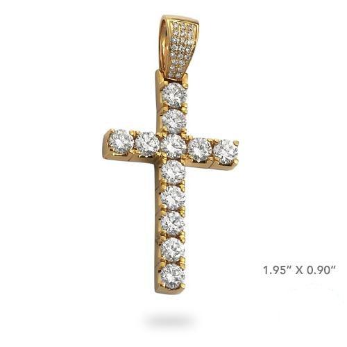 14KY 3.85CTW DIAMOND 4-PRONG SQUARE SETTING CROSS - Johnny Dang & Co
