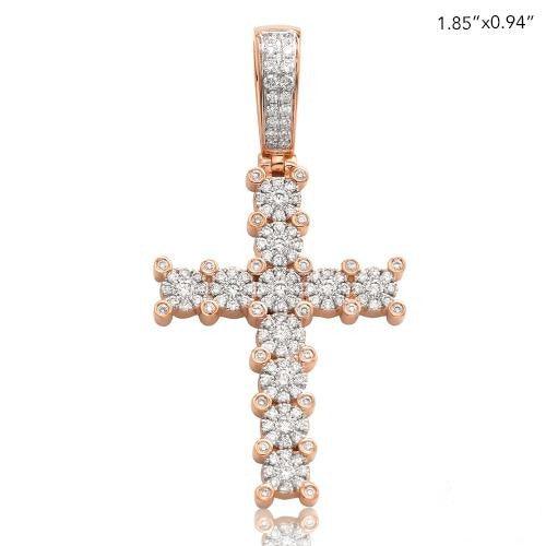 14KR 1.15CTW FLEUR DIAMOND CROSS PENDANT - Johnny Dang & Co