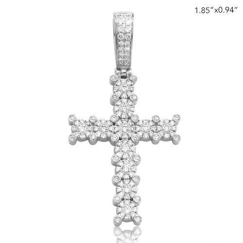 14KY 1.15CTW FLEUR DIAMOND CROSS PENDANT - Johnny Dang & Co