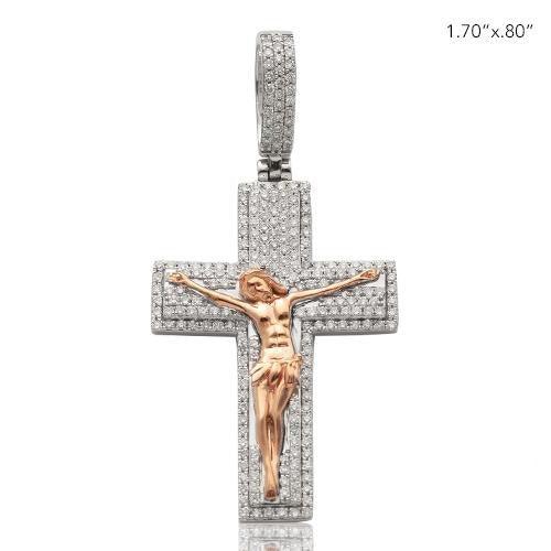 14KW+R 0.70CTW DIAMOND CROSS WITH JESUS - Johnny Dang & Co