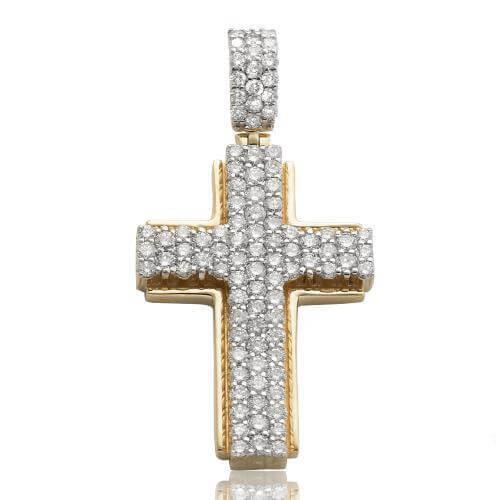 14KY 3.00CTW DIAMOND 3-D RAISED CROSS ON GOLD - Johnny Dang & Co