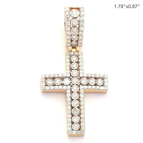 10KY 1.35CTW ILLUSION SET DIAMOND CROSS PENDANT - Johnny Dang & Co