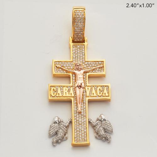 14KY+W+R 1.60CTW DIAMOND 'CARA VACA' CROSS PENDANT - Johnny Dang & Co