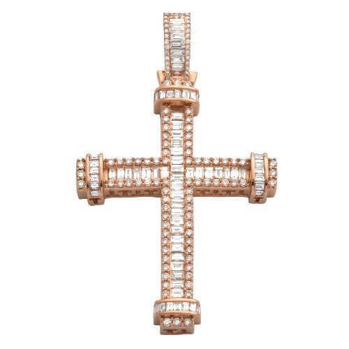 14KR 4.50CTW BAGUETTE DIAMOND CROSS - Johnny Dang & Co