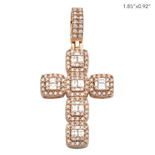 14KR 1.80CTW BAGUETTE DIAMOND CROSS PENDANT - Johnny Dang & Co
