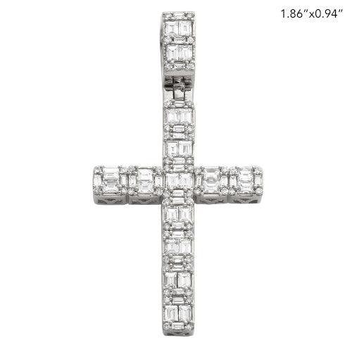 14KW 1.85CTW BAGUETTE DIAMOND CROSS PENDANT - Johnny Dang & Co