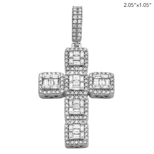 14KW 2.55CTW BAGUETTE DIAMOND CROSS PENDANT - Johnny Dang & Co