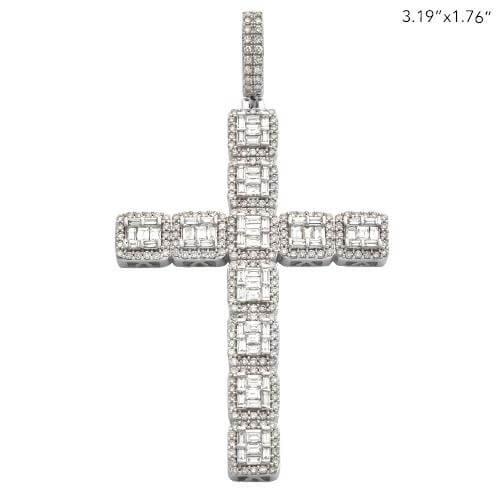 14KW 5.00CTW BAGUETTE DIAMOND CROSS PENDANT - Johnny Dang & Co
