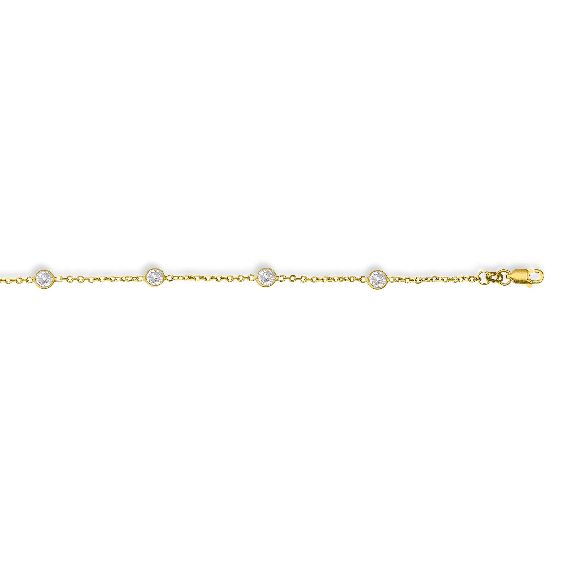 14K Gold CZ by the Yard Anklet - Johnny Dang & Co