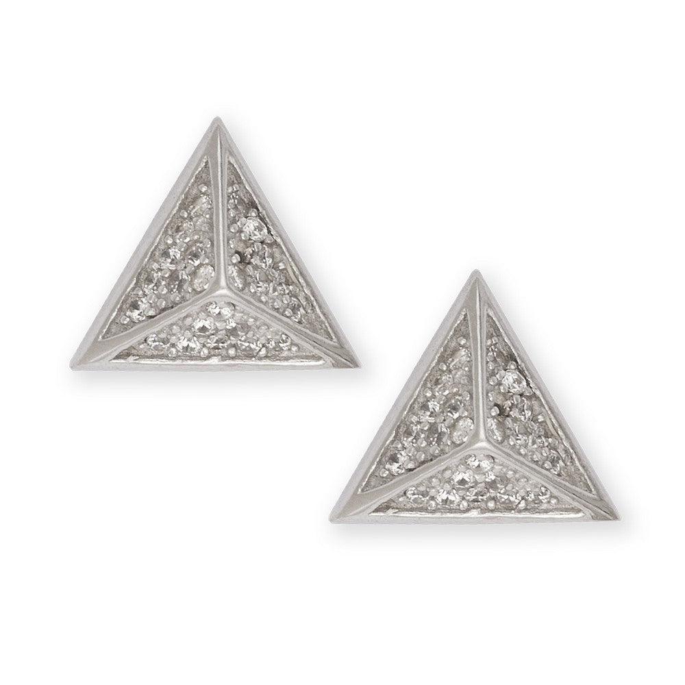 Sterling Silver CZ Pyramid Style Stud Earrings - Johnny Dang & Co
