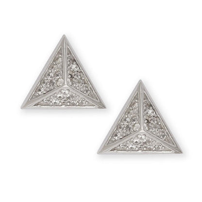 Sterling Silver CZ Pyramid Style Stud Earrings - Johnny Dang & Co