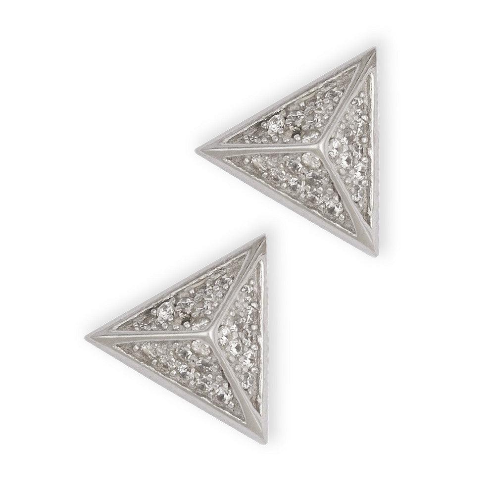Sterling Silver CZ Pyramid Style Stud Earrings - Johnny Dang & Co