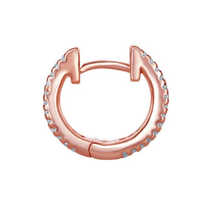 Sterling Silver Baguette CZ Small Hoop Earrings - Rose Gold Plated - Johnny Dang & Co