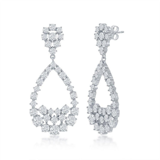 Sterling Silver Large Pearshaped CZ Earrings - Johnny Dang & Co