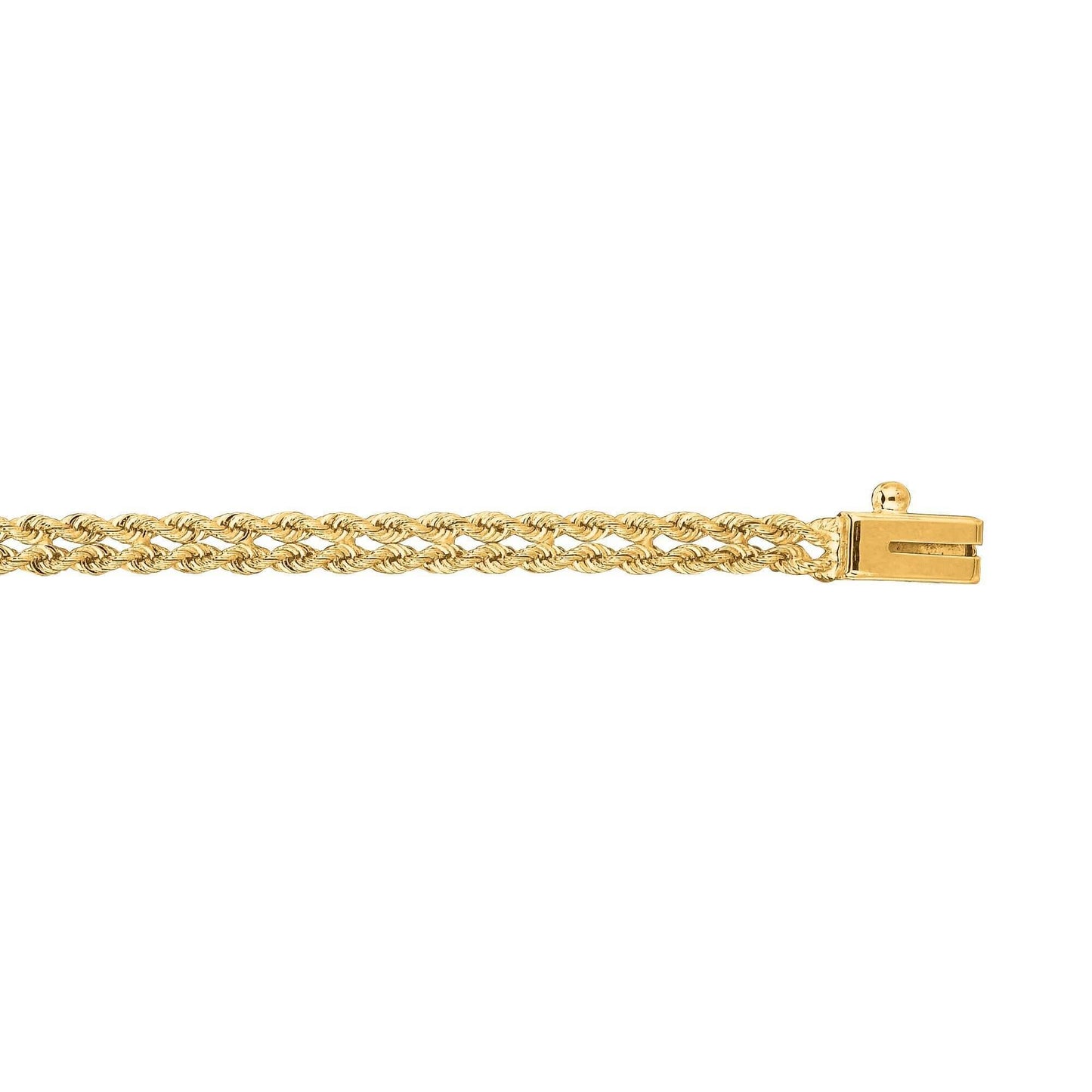 14kt 7 inches Yellow Gold 3.0mm Diamond Cut Multi Line Rope Chain with Box Catch Clasp - Johnny Dang & Co