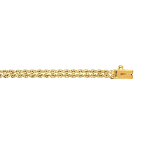 14kt 7 inches Yellow Gold 3.0mm Diamond Cut Multi Line Rope Chain with Box Catch Clasp