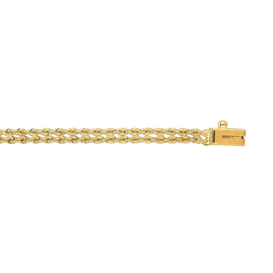 14kt 7 inches Yellow Gold 3.0mm Diamond Cut Multi Line Rope Chain with Box Catch Clasp