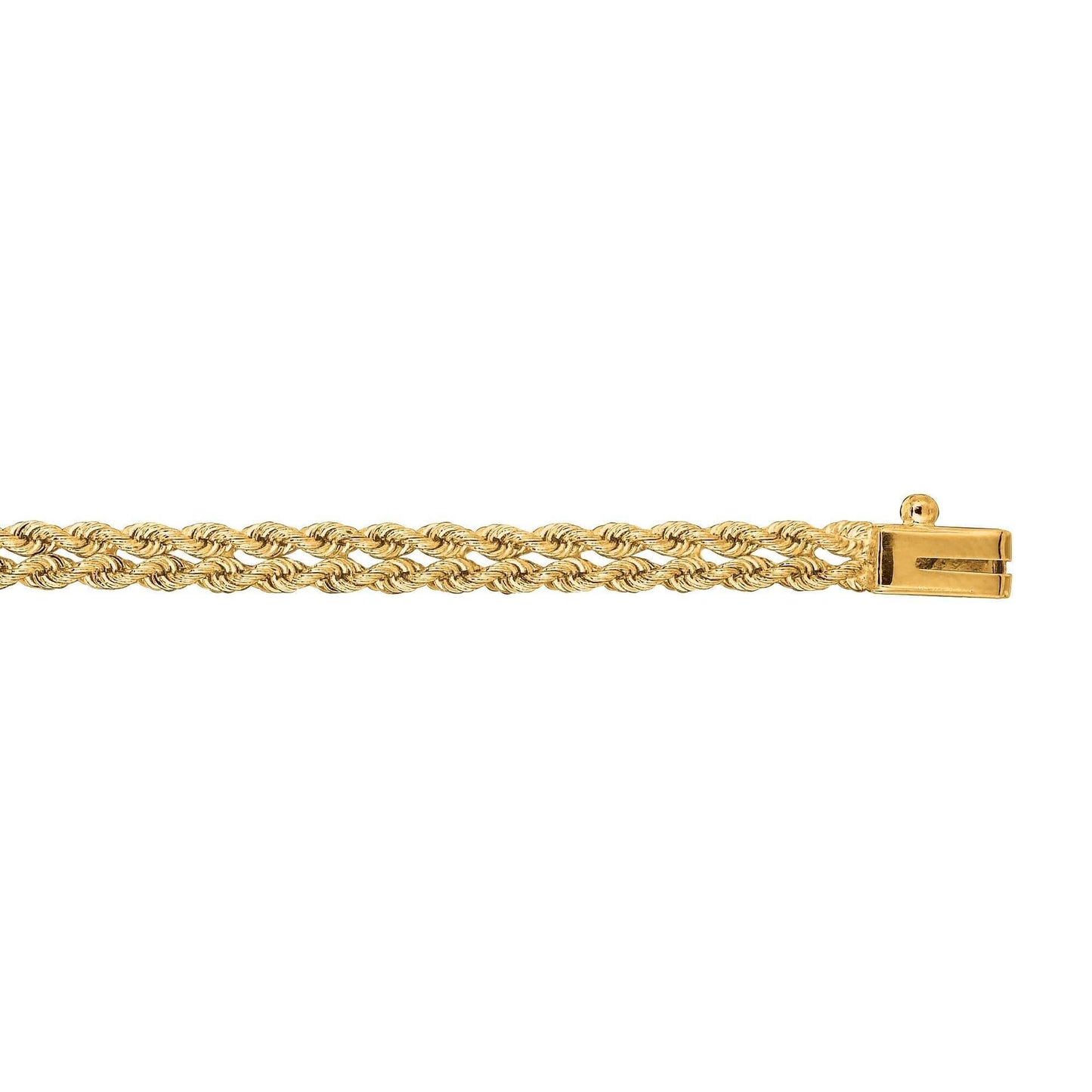 14kt 7 inches Yellow Gold 4.0mm Diamond Cut Multi Line Rope Bracelet with Box Catch Clasp - Johnny Dang & Co