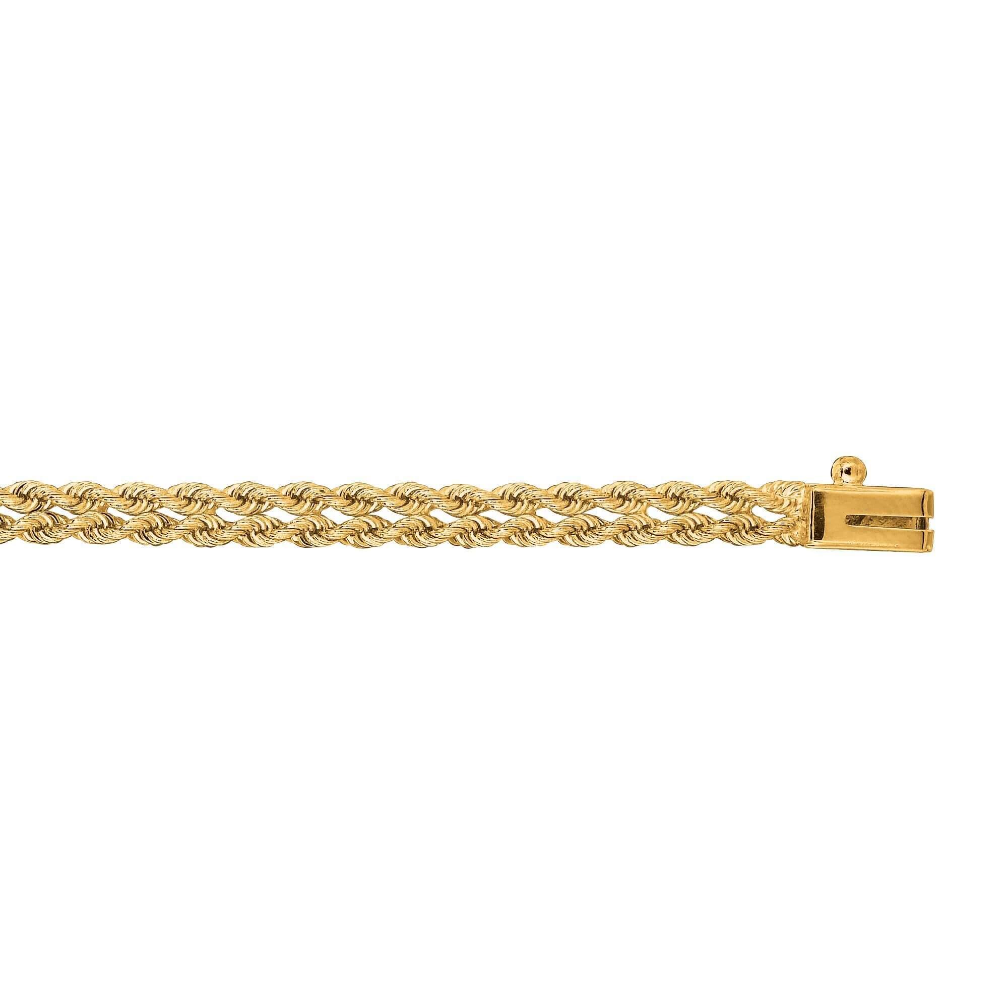 14kt 7 inches Yellow Gold 4.0mm Diamond Cut Multi Line Rope Bracelet with Box Catch Clasp - Johnny Dang & Co