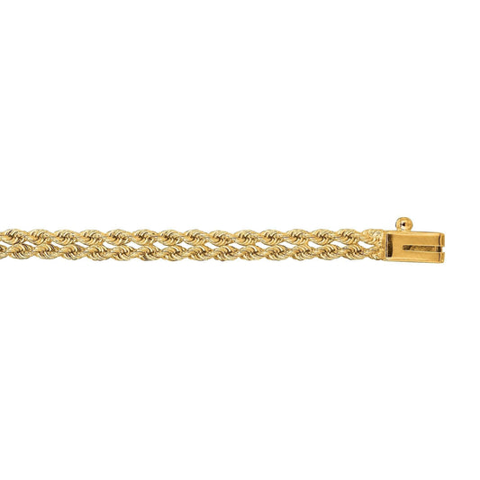 14kt 7 inches Yellow Gold 4.0mm Diamond Cut Multi Line Rope Bracelet with Box Catch Clasp - Johnny Dang & Co