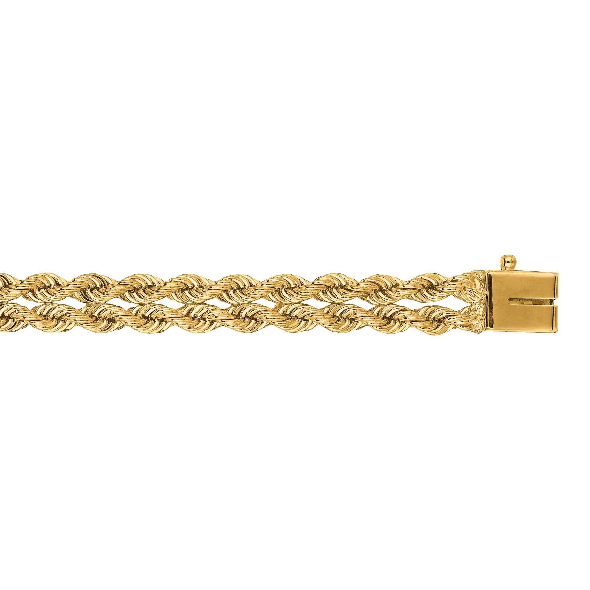 14kt 7 inches Yellow Gold 6.0mm Diamond Cut Multi Line Rope Chain with Box Catch Clasp - Johnny Dang & Co