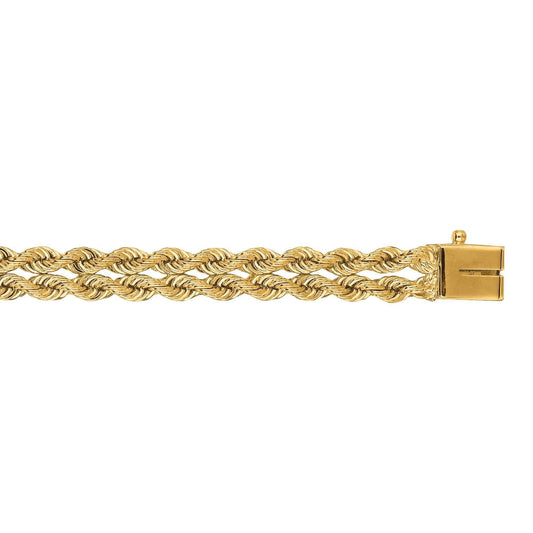 14kt 7 inches Yellow Gold 6.0mm Diamond Cut Multi Line Rope Chain with Box Catch Clasp - Johnny Dang & Co